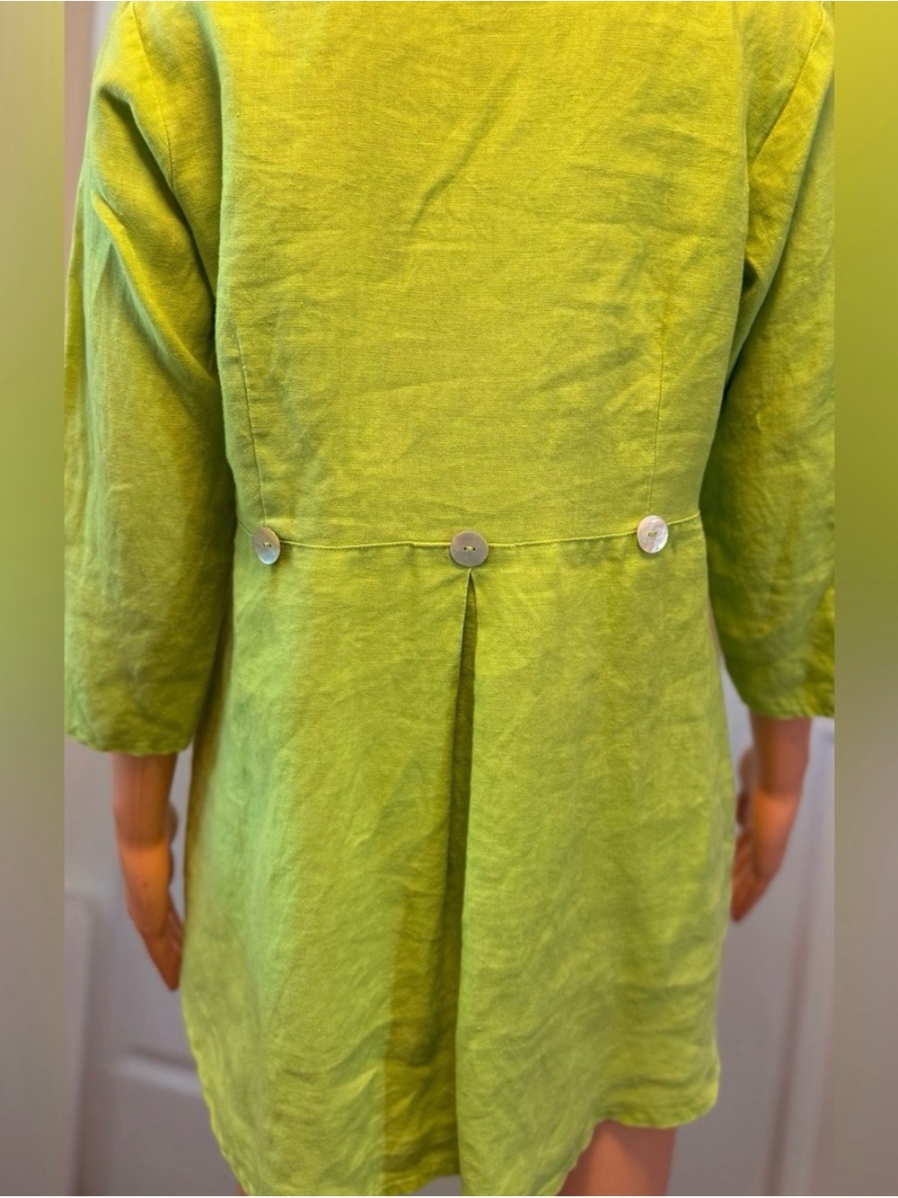 Goddess Gear Organic Linen Bright Green Top Button Accents